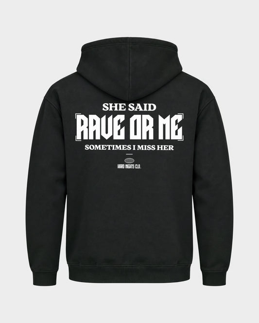 She said – Basic Hoodie in Schwarz, Rückenprint – Hard Nights