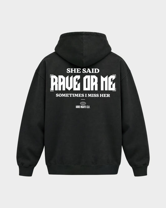 She said – Oversized Hoodie in Schwarz, Rückenprint – Hard Nights
