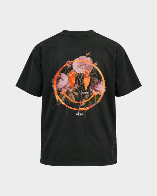 Smiley – Basic Shirt in Schwarz, Rückenprint – Hard Nights