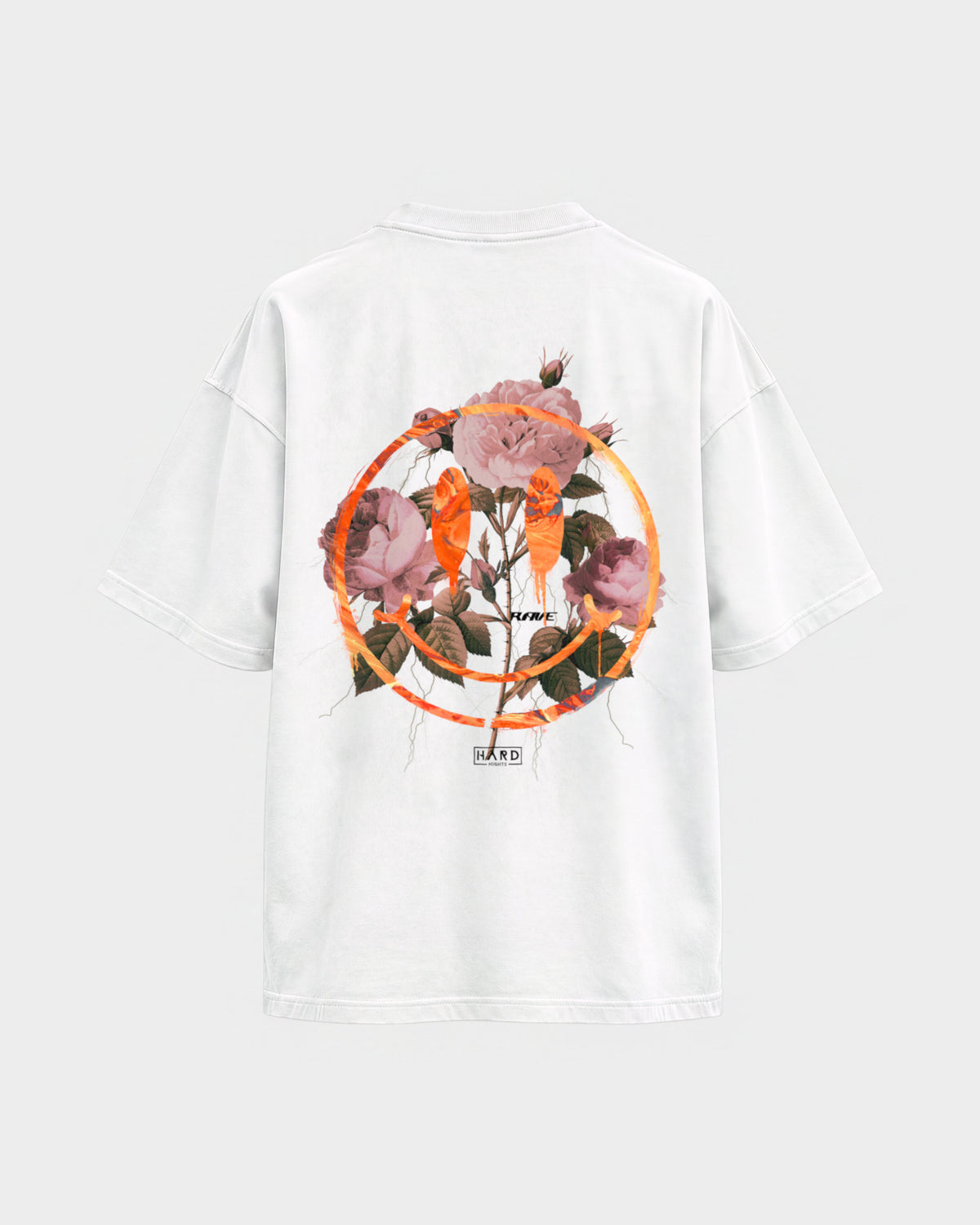 Smiley – Oversized Shirt in Weiß, Rückenprint – Hard Nights
