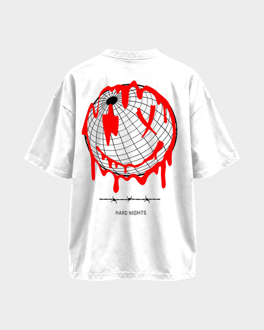 Smiley World Oversized Shirt für Techno und Rave Outfits | White