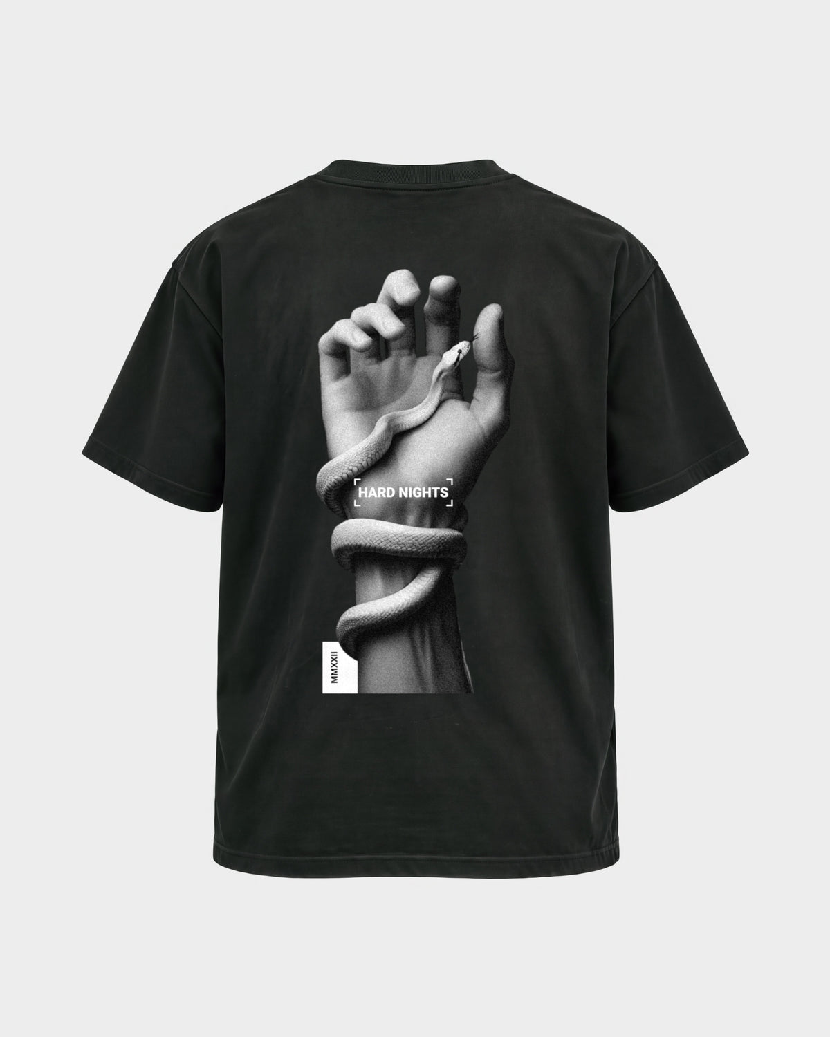 Snake Hand – Basic Shirt in Schwarz, Rückenprint – Hard Nights