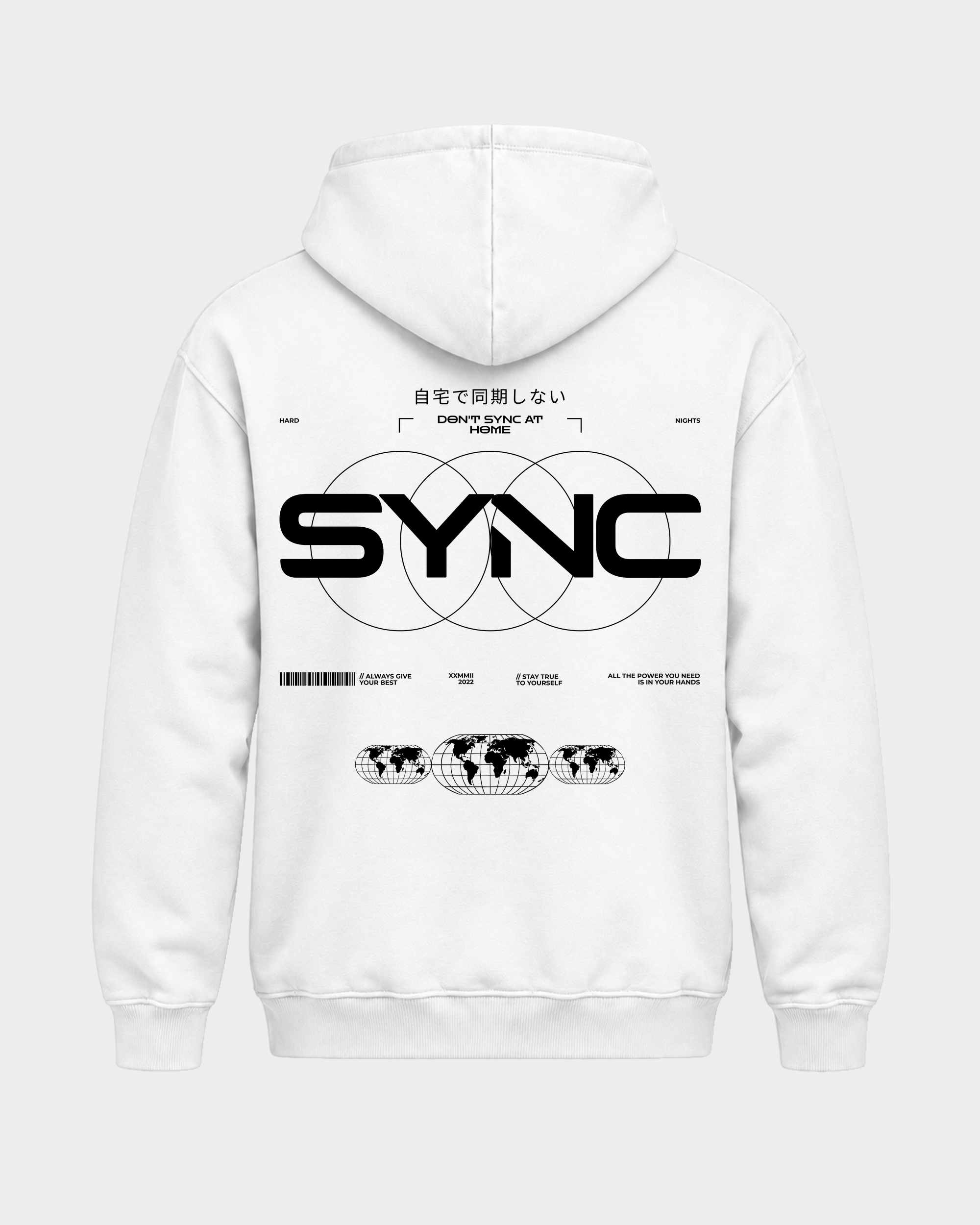 SYNC – Basic Hoodie in Arctic White – Rückansicht