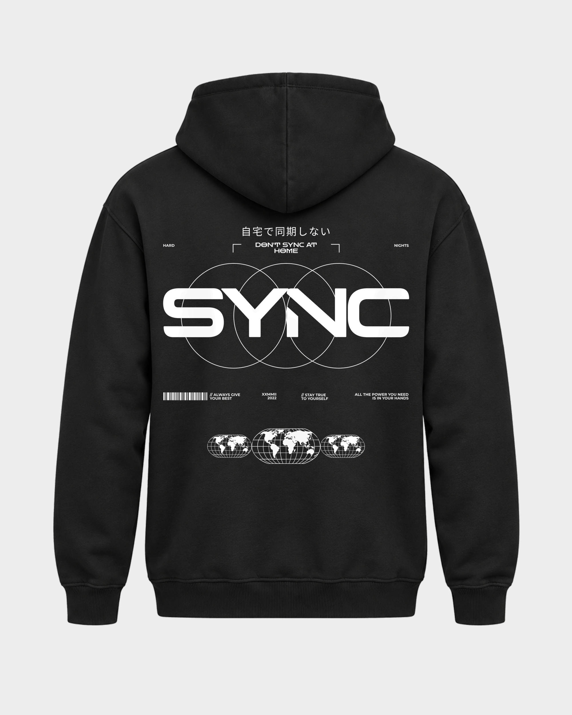 SYNC – Basic Hoodie in Jet Black – Rückansicht