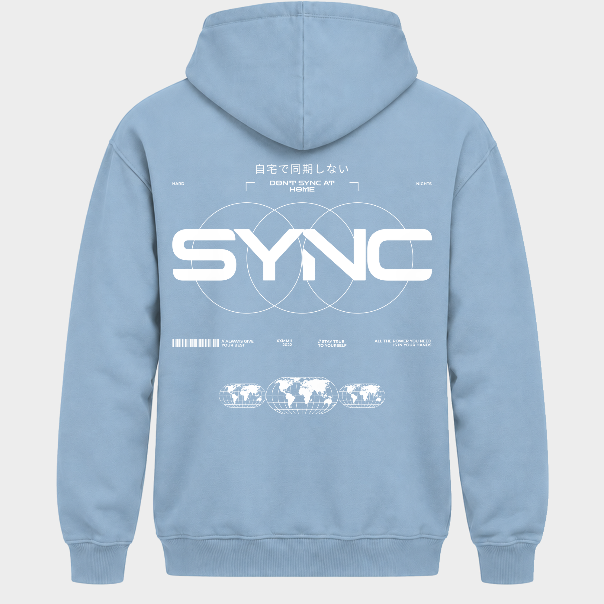 SYNC – Basic Hoodie in Sky Blue – Rückansicht