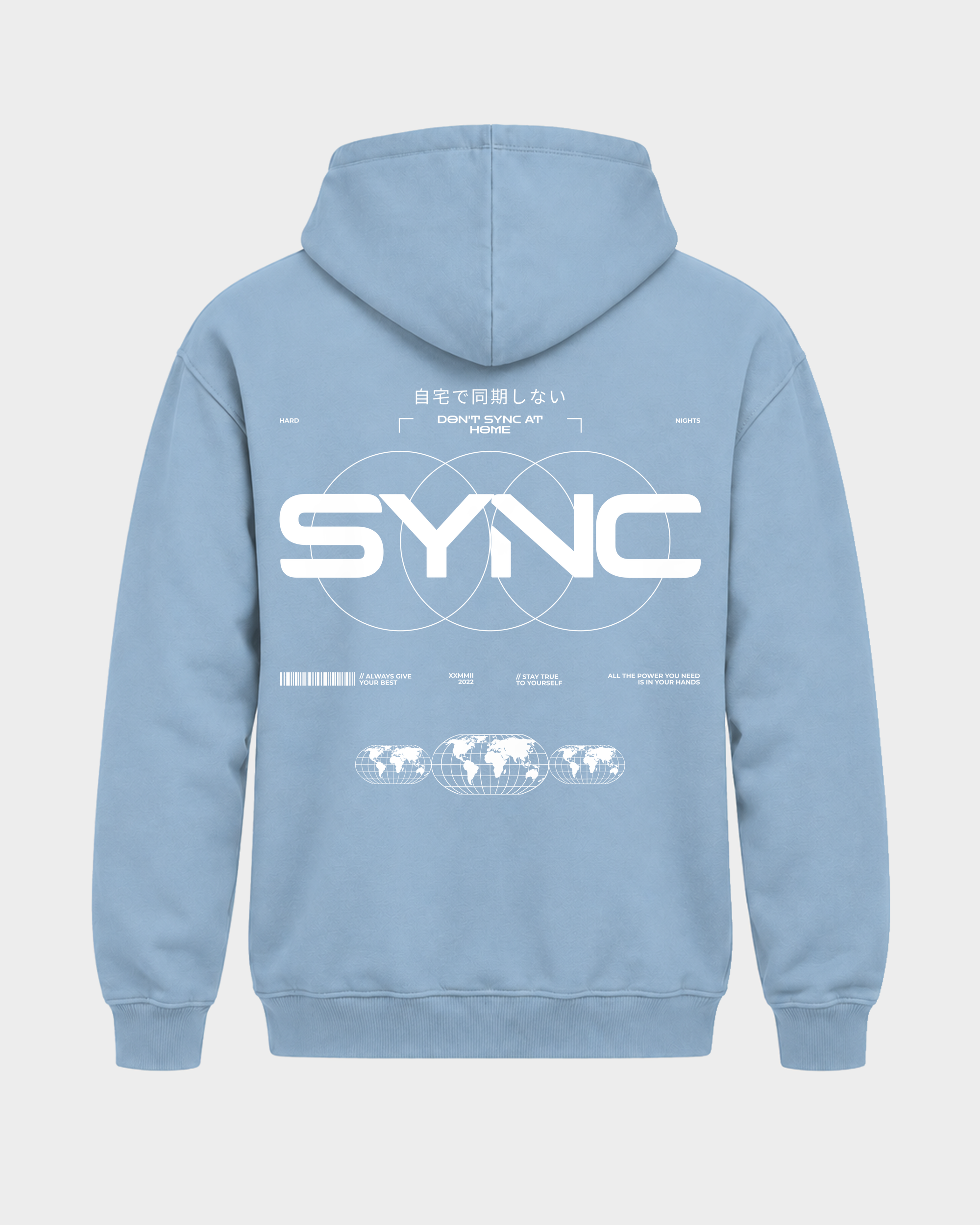 SYNC – Basic Hoodie in Sky Blue – Rückansicht