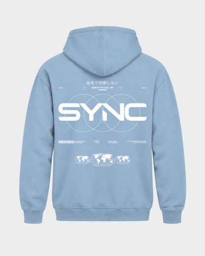 SYNC – Basic Hoodie in Sky Blue – Rückansicht