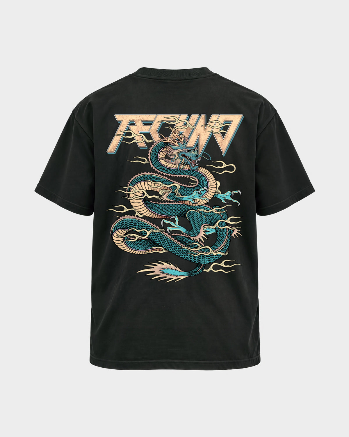 Techno Dragon – Basic Shirt in Schwarz, Rückenprint – Hard Nights
