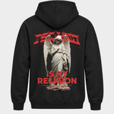 Techno is my religion – Basic Hoodie in Jet Black – Rückansicht