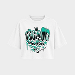 Techno lover 4ever – Crop Top in Weiß – Vorderansicht