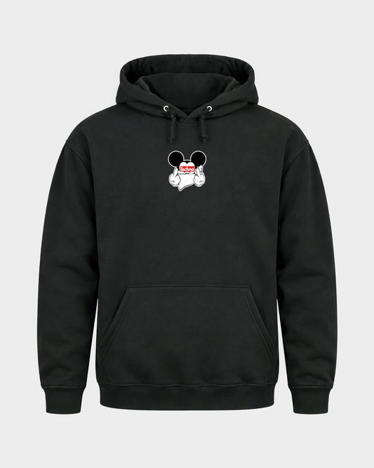 Techno Mouse – Basic Hoodie in Schwarz, Frontprint – Hard Nights