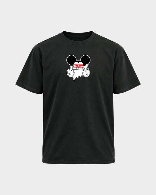 Techno Mouse – Basic Shirt in Schwarz, Frontprint – Hard Nights