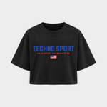 Techno Sport – Crop Top in Schwarz – Vorderansicht