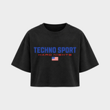 Techno Sport – Crop Top in Schwarz – Vorderansicht