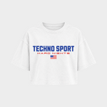 Techno Sport – Crop Top in Weiß – Vorderansicht