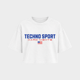 Techno Sport – Crop Top in Weiß – Vorderansicht