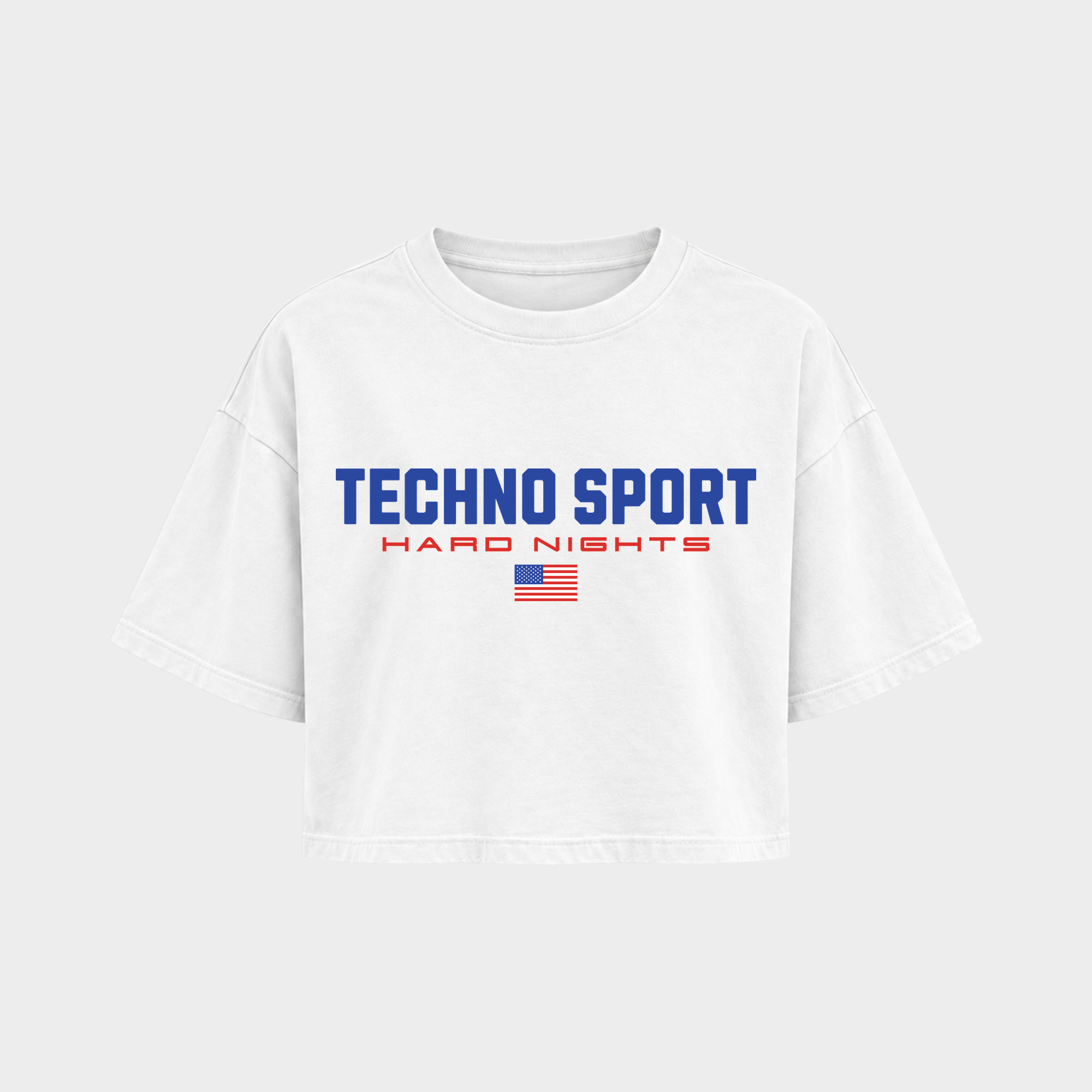 Techno Sport – Crop Top in Weiß – Vorderansicht