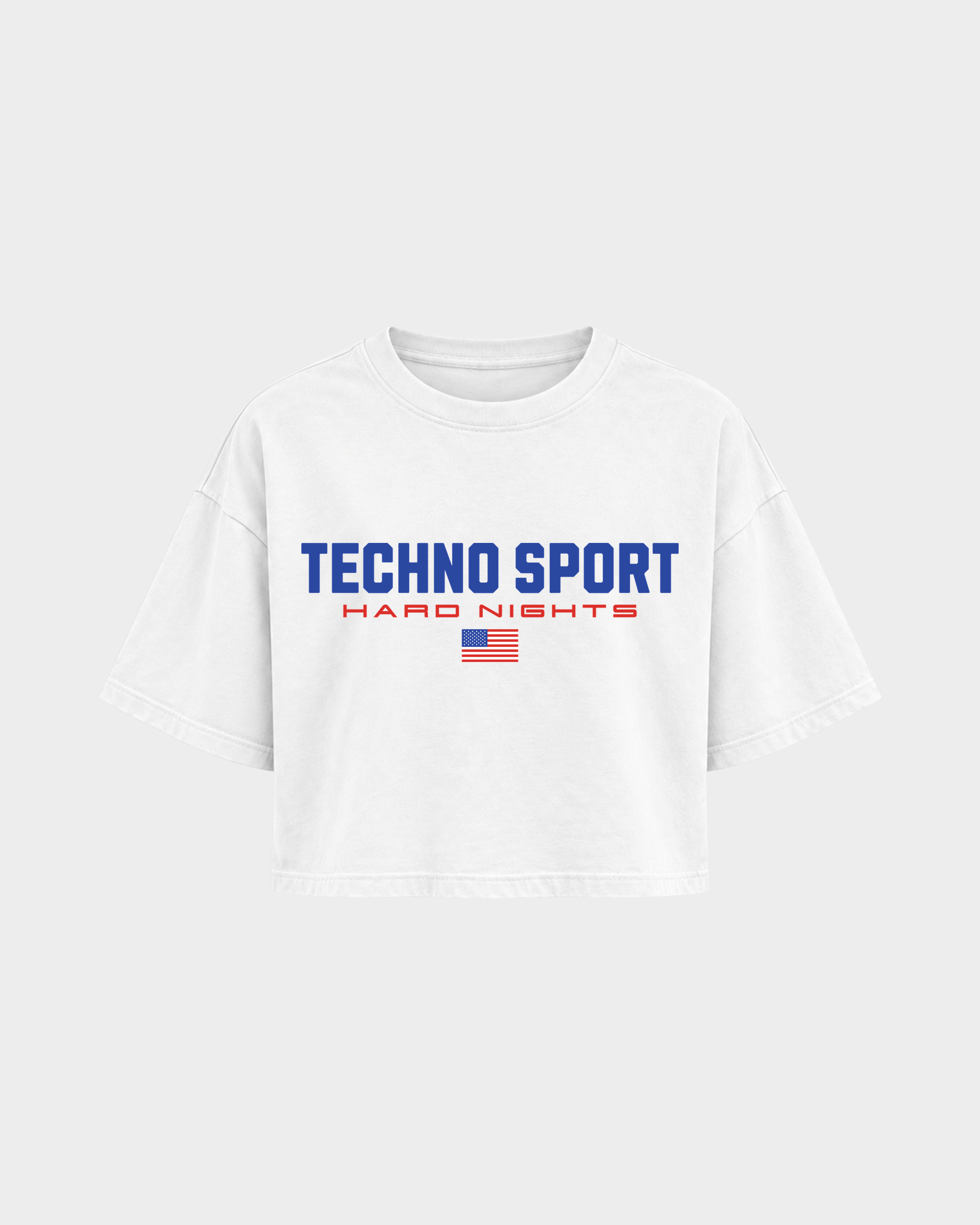 Techno Sport – Crop Top in Weiß – Vorderansicht