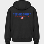 Techno Sport – Zipper Hoodie in Schwarz – Rückansicht
