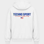 Techno Sport – Zipper Hoodie in Weiß – Rückansicht