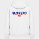 Techno Sport – Zipper Hoodie in Weiß – Rückansicht