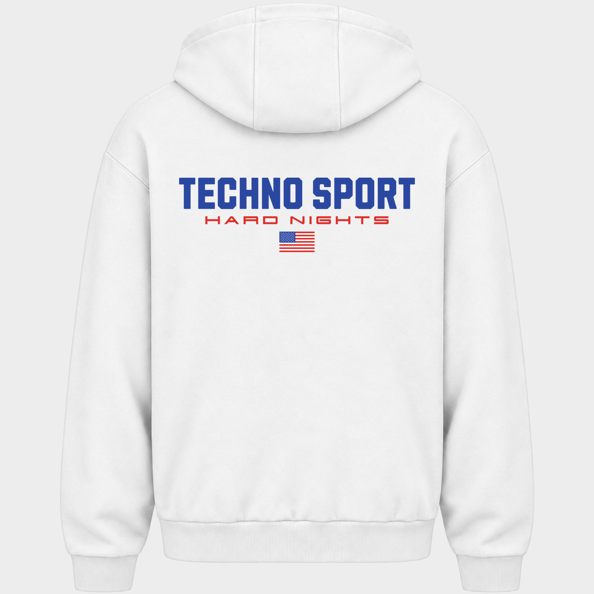 Techno Sport – Zipper Hoodie in Weiß – Rückansicht