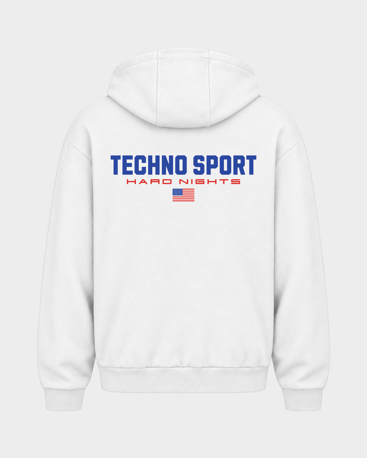 Techno Sport – Zipper Hoodie in Weiß – Rückansicht