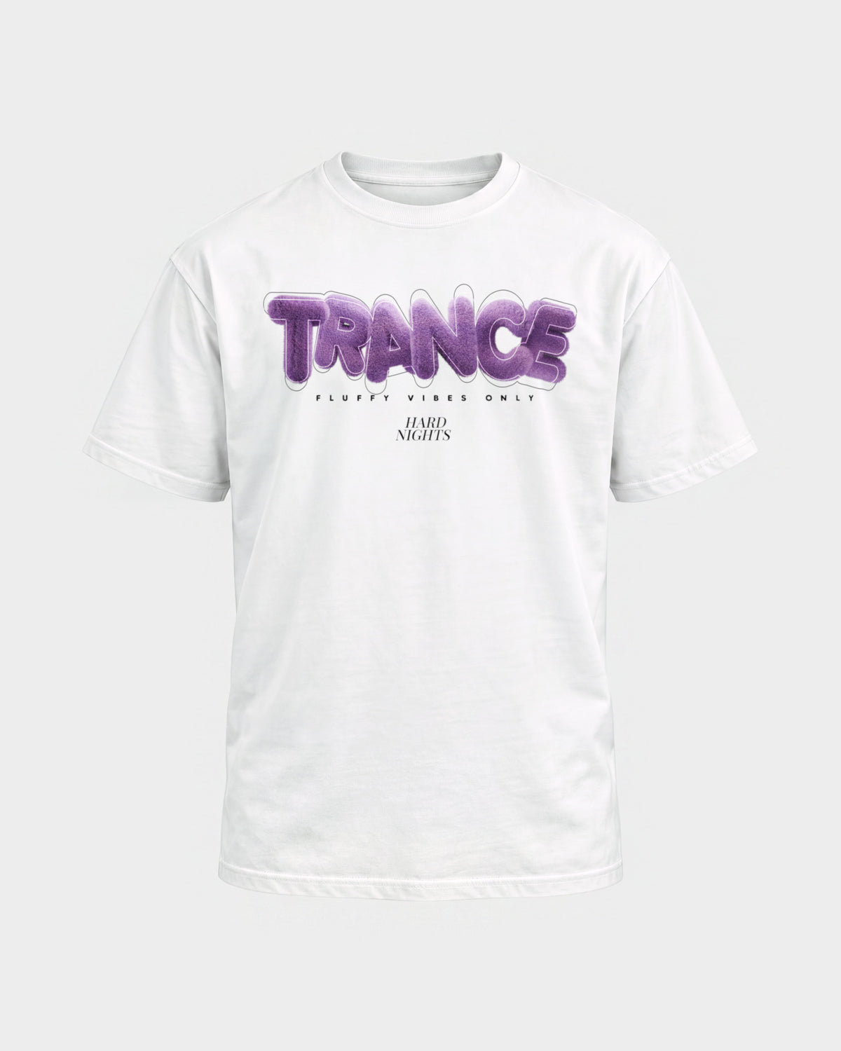 Trance – Basic Shirt in Weiß, Frontprint – Hard Nights
