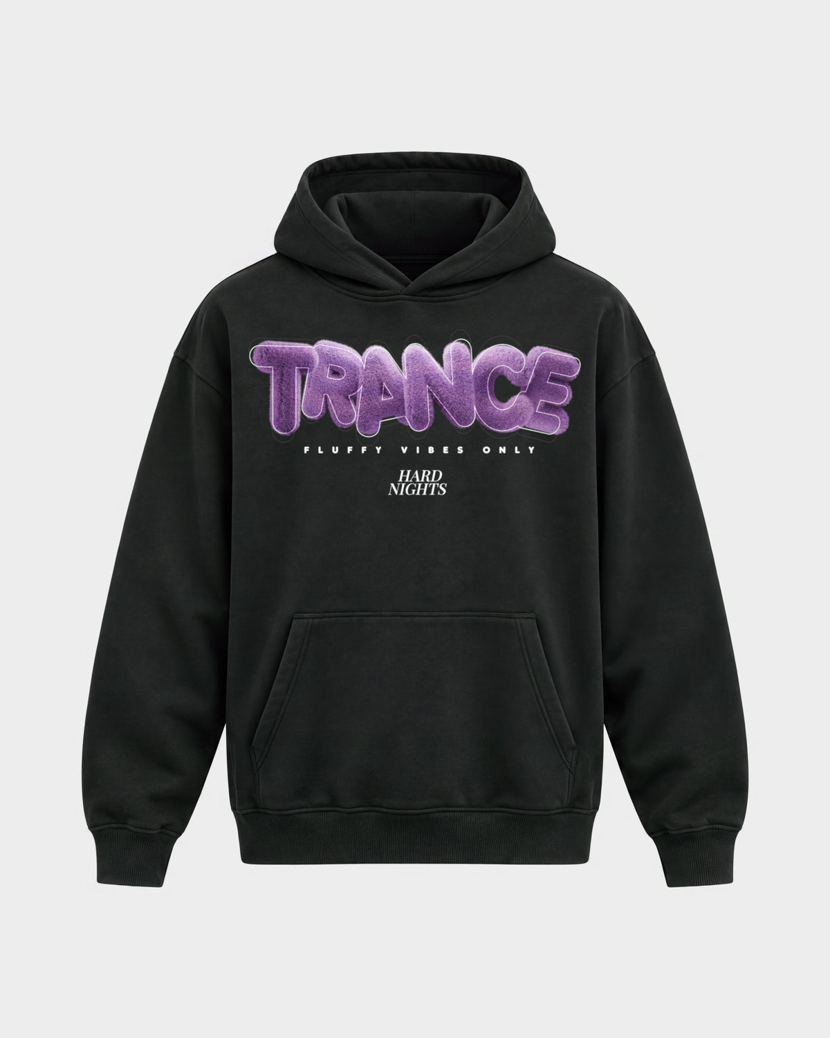 Trance – Oversized Hoodie in Schwarz, Frontprint – Hard Nights