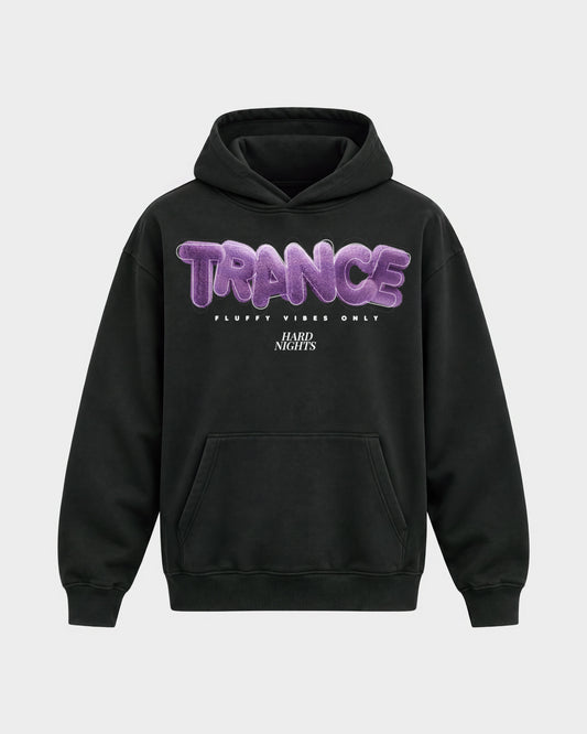 Trance – Oversized Hoodie in Schwarz, Frontprint – Hard Nights