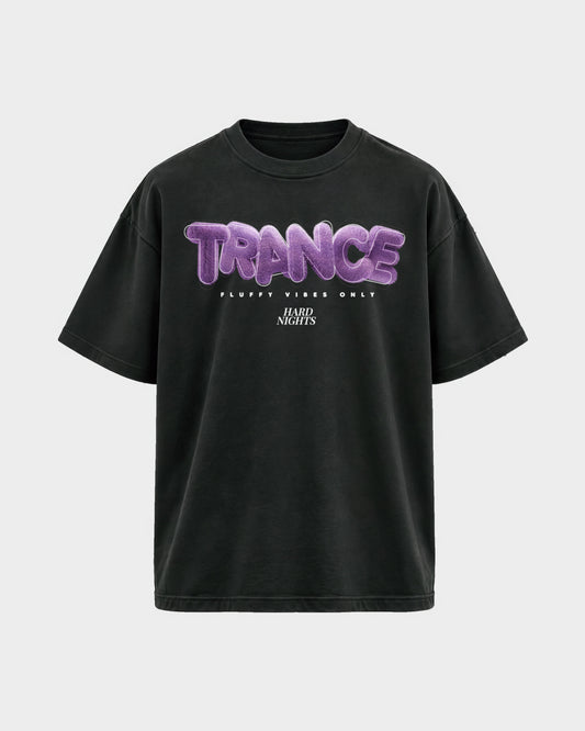 Trance – Oversized Shirt in Schwarz, Frontprint – Hard Nights