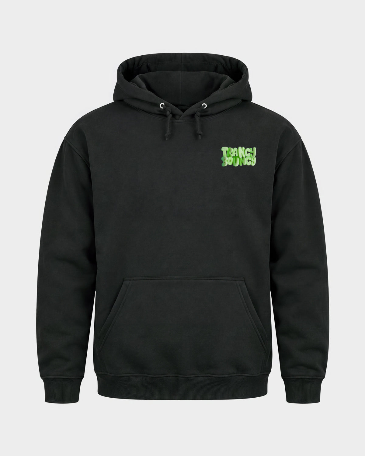 Trancy Bouncy Green – Basic Hoodie in Schwarz, Frontprint – Hard Nights