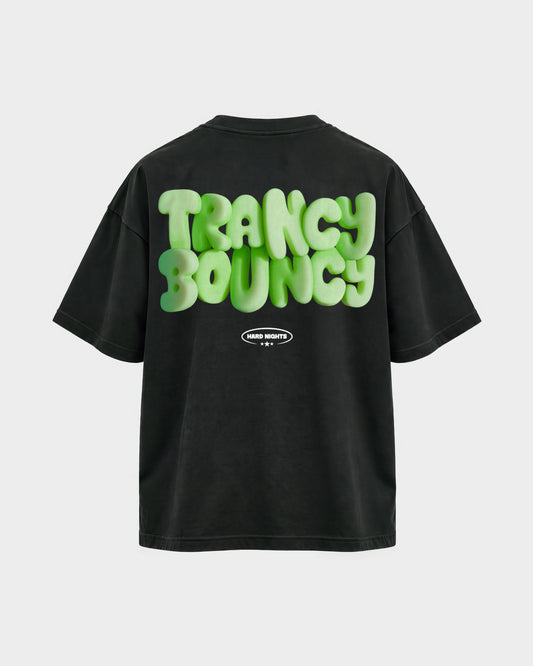 Trancy Bouncy Green – Oversized Shirt in Schwarz, Rückenprint – Hard Nights