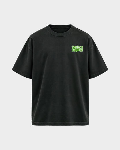 Trancy Bouncy Green – Oversized Shirt in Schwarz, Frontprint – Hard Nights