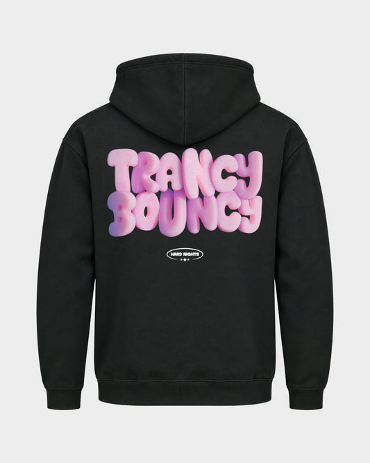 Trancy Bouncy Pink – Basic Hoodie in Schwarz, Rückenprint – Hard Nights