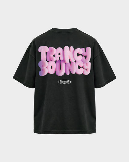 Trancy Bouncy Pink – Oversized Shirt in Schwarz, Rückenprint – Hard Nights