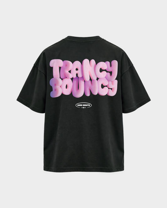Trancy Bouncy Pink – Oversized Shirt in Schwarz, Rückenprint – Hard Nights