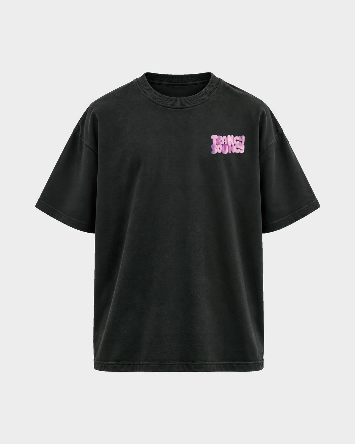 Trancy Bouncy Pink – Oversized Shirt in Schwarz, Frontprint – Hard Nights
