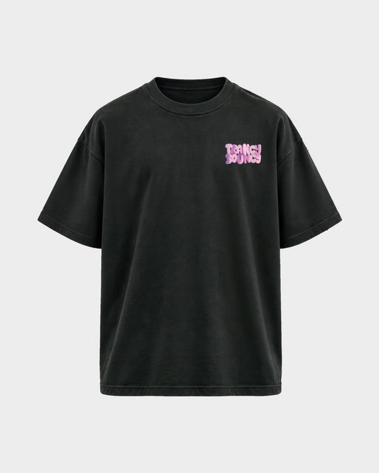 Trancy Bouncy Pink – Oversized Shirt in Schwarz, Frontprint – Hard Nights