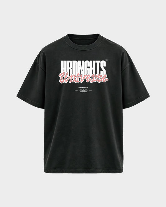 Universe – Oversized Shirt in Schwarz, Frontprint – Hard Nights