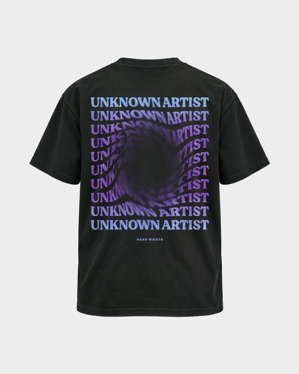 Unknown Artist Hole – Basic Shirt in Schwarz, Rückenprint – Hard Nights