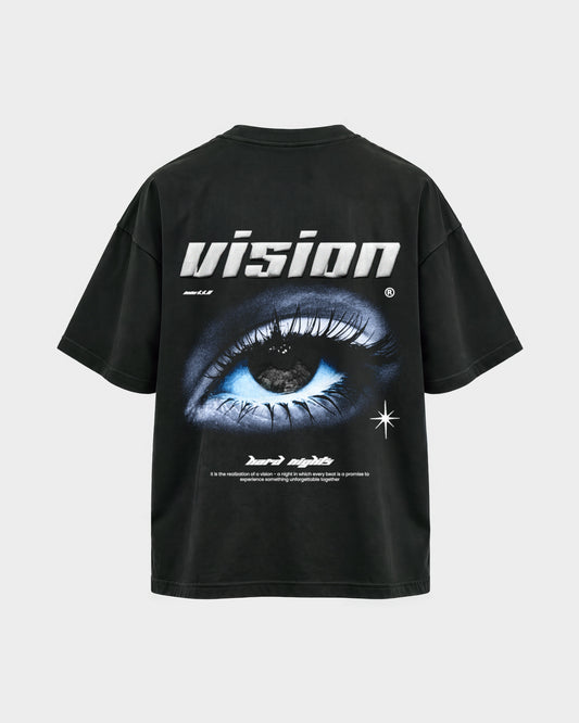 Vision – Oversized Shirt in Schwarz, Rückenprint – Hard Nights