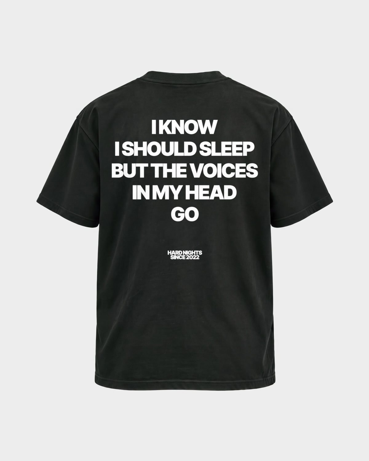 Voices in my head – Basic Shirt in Schwarz, Rückenprint – Hard Nights