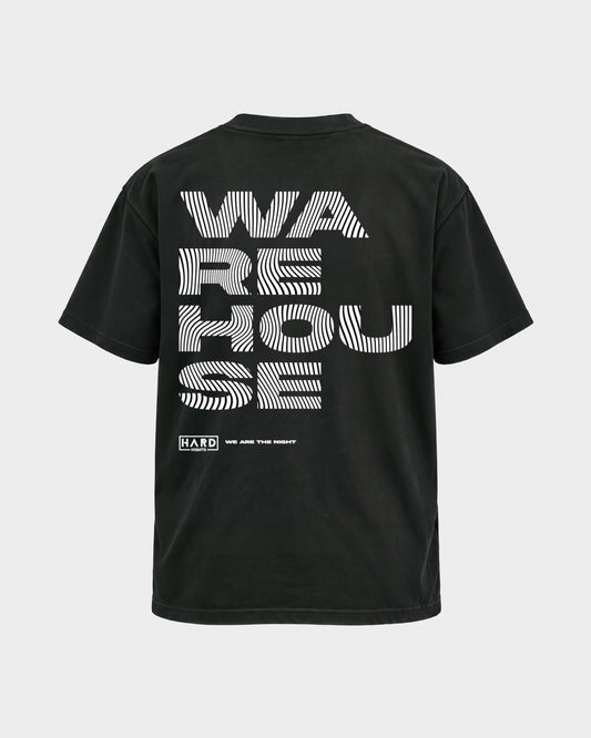 Warehouse – Basic Shirt in Schwarz, Rückenprint – Hard Nights