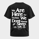 We are here for techno – Basic Shirt in Black – Rückansicht