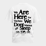 We are here for techno – Basic Shirt in White – Rückansicht