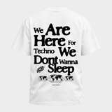 We are here for techno – Basic Shirt in White – Rückansicht