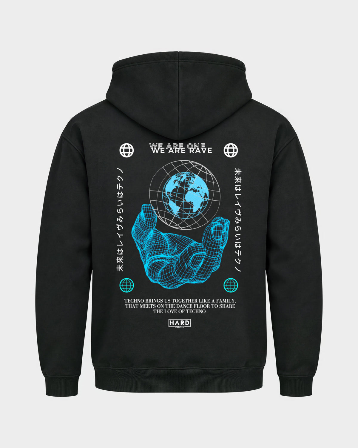 We are one – Basic Hoodie in Schwarz, Rückenprint – Hard Nights