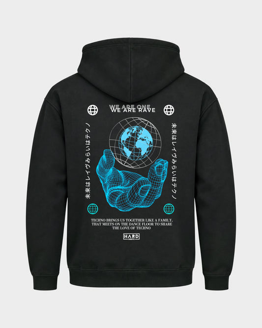 We are one – Basic Hoodie in Schwarz, Rückenprint – Hard Nights