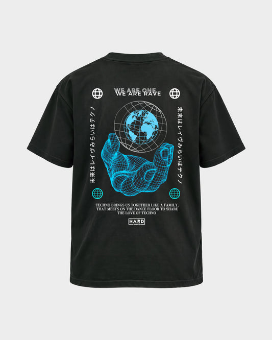 We are one – Basic Shirt in Schwarz, Rückenprint – Hard Nights